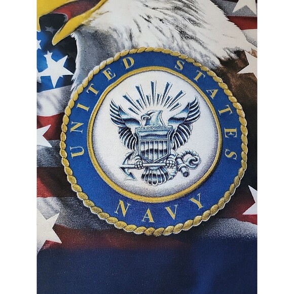 Grunt Apparel Sweatshirt Mens L Navy Blue Eagle Banner Seal Patriotic VTG Y2K - Picture 9 of 13